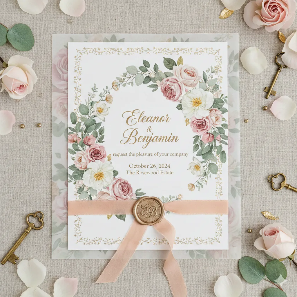 Elegant floral wedding invitation design