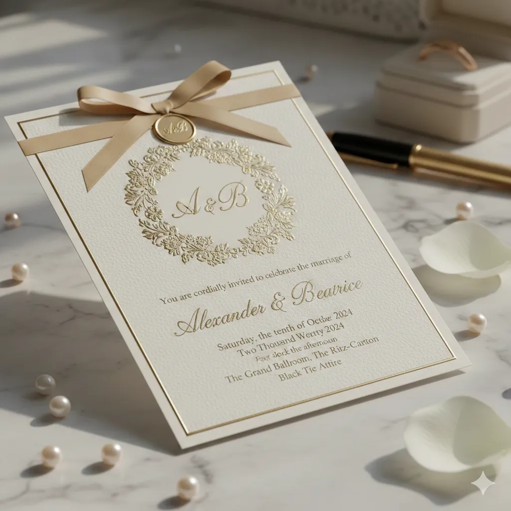Luxury gold embossed invitation