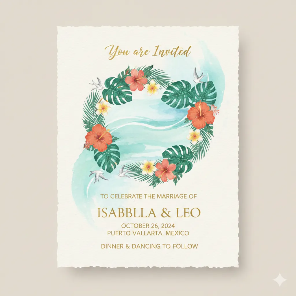 Tropical Breeze wedding invitation design